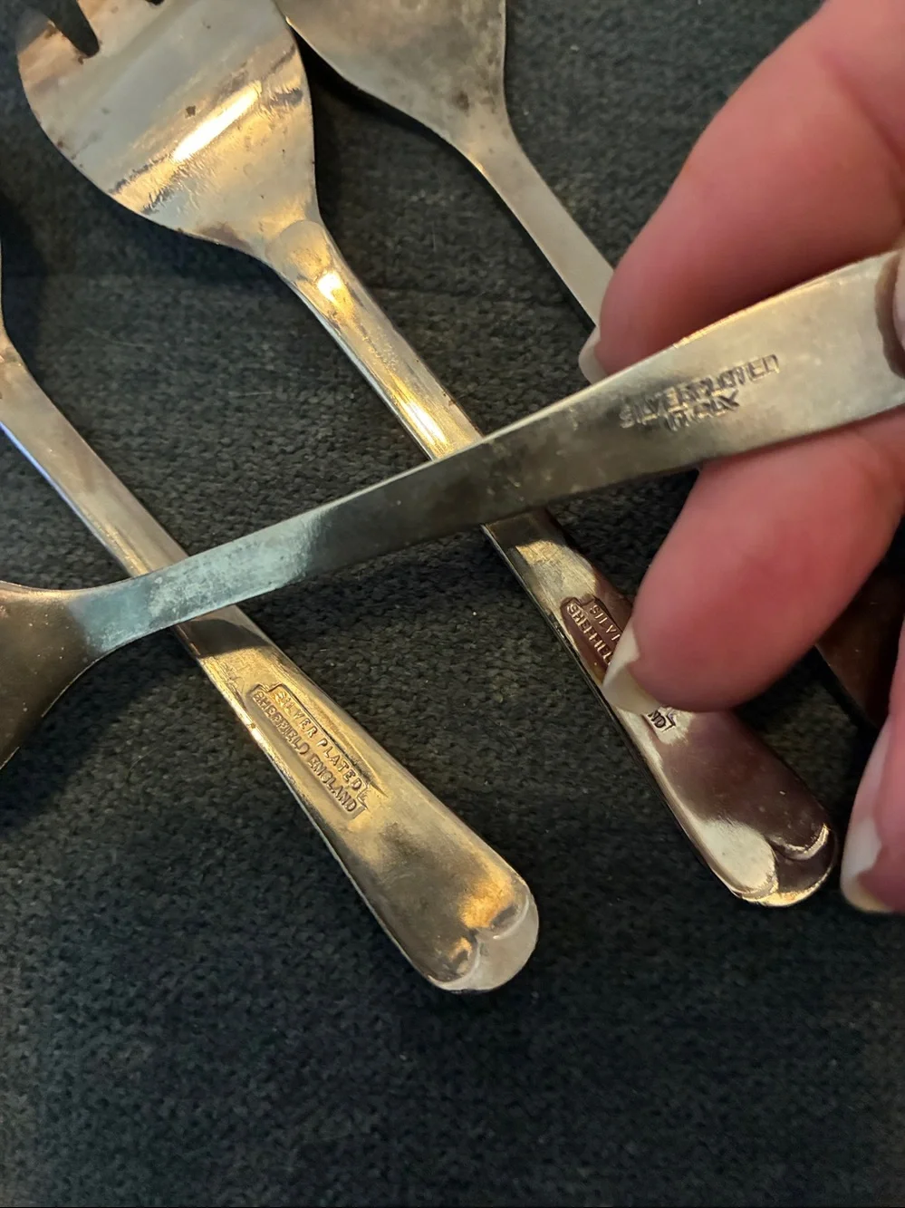 Silverplate Cocktail Forks  Made in Italy - Set of 7